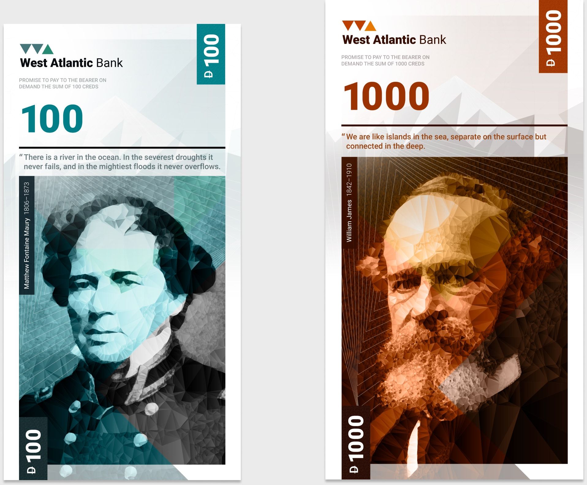 100 and 1000 Cred bank notes